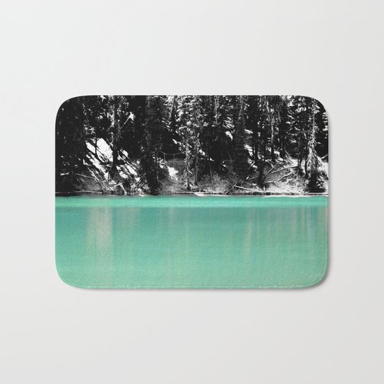 Green Water, Black and White Bath Mat