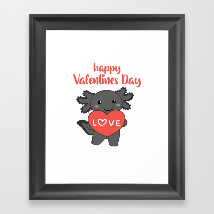 Axolotl For Valentine's Day Cute Animals With Framed Art Print