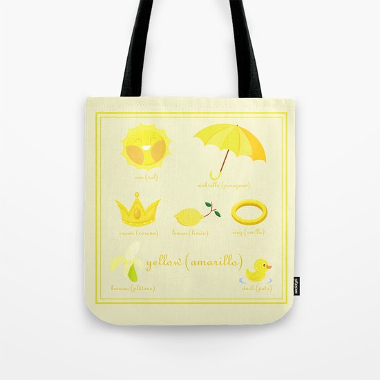 Colors: yellow (Los colores: amarillo) Tote Bag
