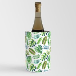 Tropical leaves (white background)  Wine Chiller