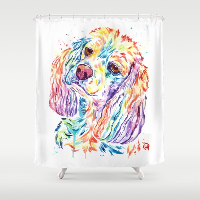Cocker Spaniel Dog Watercolor Painting By Lisa Whitehouse Shower Curtain