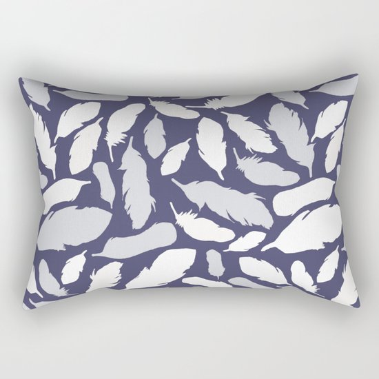 Feather Pattern Blue Rectangular Pillow