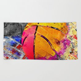 Basketball art swoosh vs 40 Beach Towel