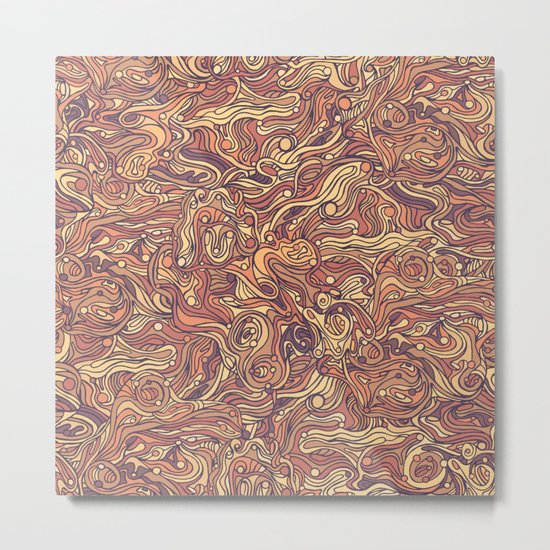 Abstract colorful hand drawn curly pattern design Metal Print