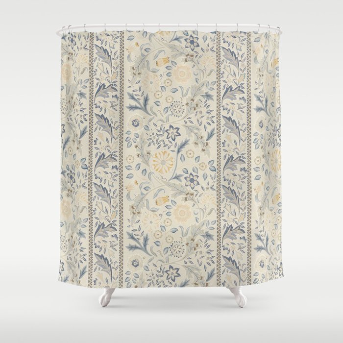 William Morris Vintage Wilhelmina Weave Lethaby Pale Blue Indigo Shower Curtain