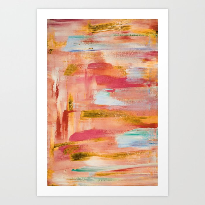 Champagne Laughter Minimal Acrylic Abstract Painting In Blush