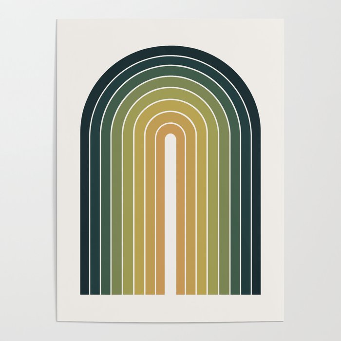 Gradient Arch XXVI Green Tones Mid Century Modern Rainbow Poster