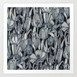 tulip decay indigo Art Print