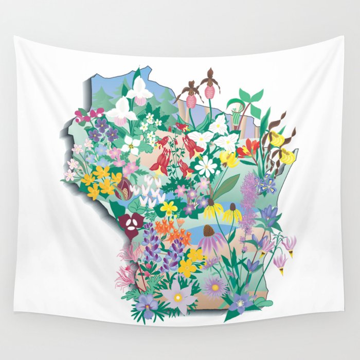 Wisconsin Wildflowers Wall Tapestry