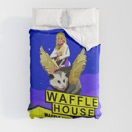 Dolly Parton riding a Winged Possum Duvet Cover