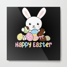 Sweet Bunny At Easter With Easter Sweets Bunnies Metal Print
