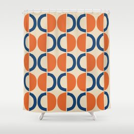 Mid Century Modern Scandinavian Pattern 534 Beige Blue and Orange Shower Curtain