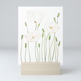 white poppy watercolor  Mini Art Print