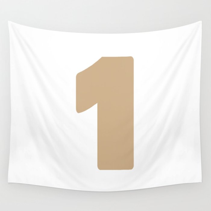 1 (Tan & White Number) Wall Tapestry