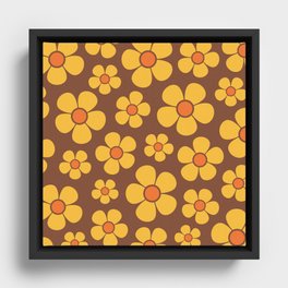 Colorful Retro Flower Pattern 739 Framed Canvas