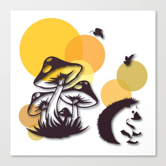 Mushroom And Hedgehog No. 3 Canvas Print