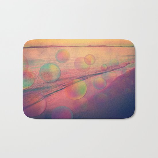 Colorful Summer Dream (California Beach in Rainbow Colors) Bath Mat