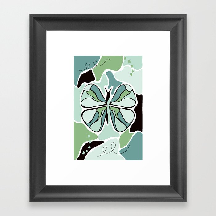 Green butterfly Framed Art Print