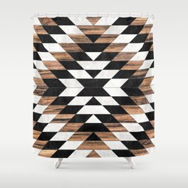 Urban Tribal Pattern No.13 - Aztec - Concrete and Wood Shower Curtain