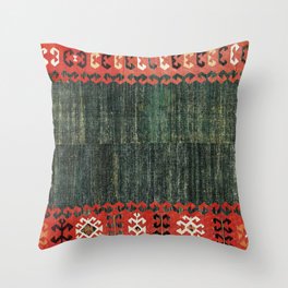 Cappadocian Central  Anatolian Antique Turkish Kilim Print Throw Pillow