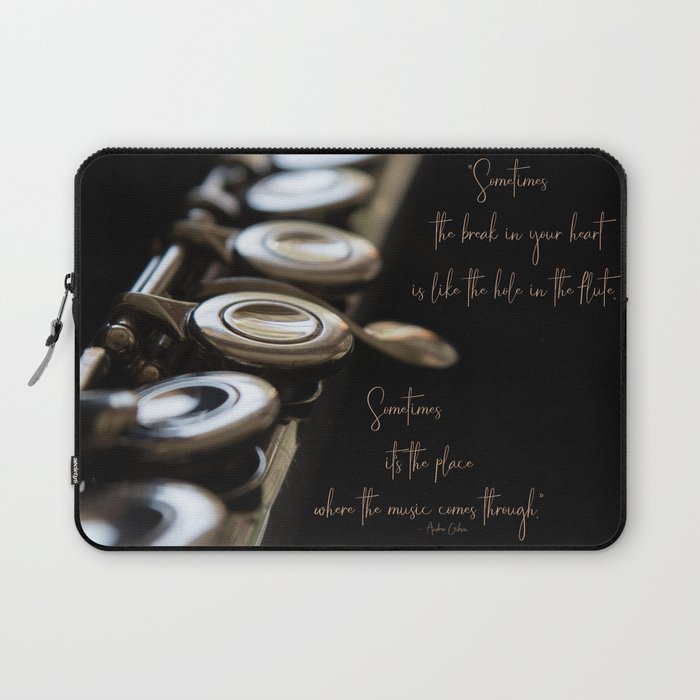 Where the Music Comes Through Flute Still Life with Quote Laptop Sleeve