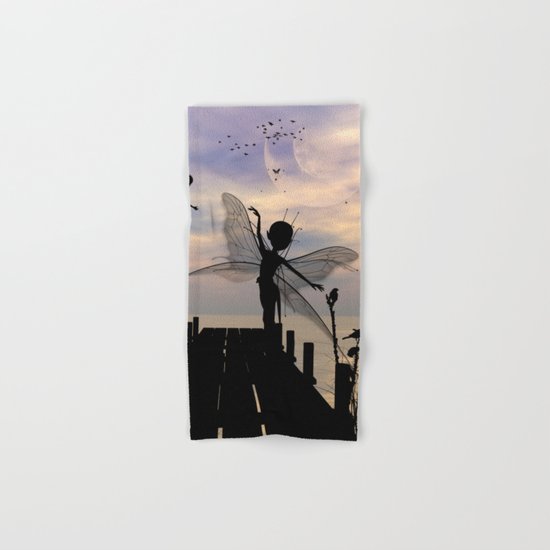 Cute fairy dancing on a jetty Hand & Bath Towel