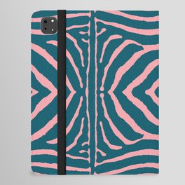 Zebra Wild Animal Print 737 Teal and Pink iPad Folio Case