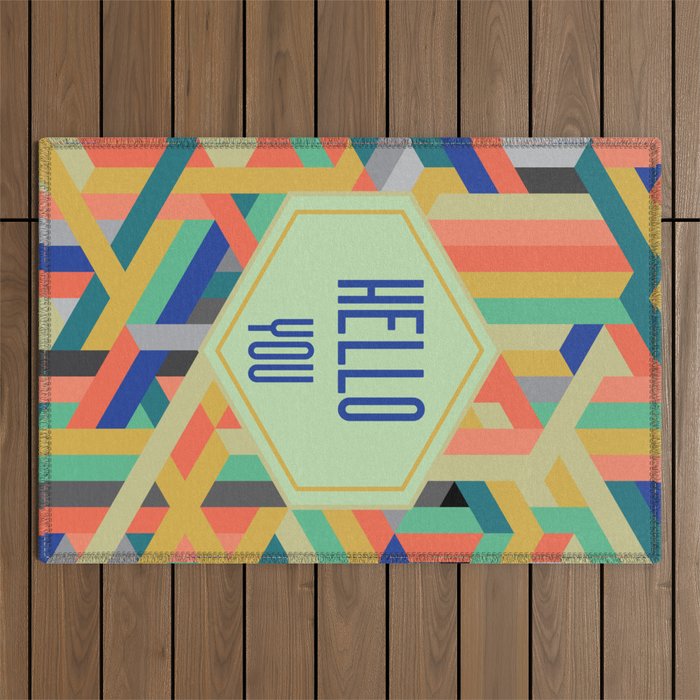 Hello You - An impossible City Vision - Colorful Abstraction in Contemporary art Outdoor Rug