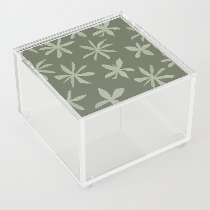 Moss and Sage Green Eclectic Flowers  Acrylic Box