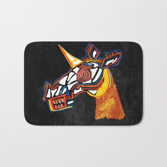 Basquiat Skull Unicorn Bath Mat