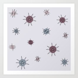 Atomic Age Starburst Planets Lavender Desaturated Purple Art Print