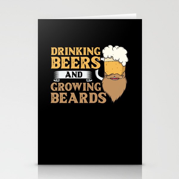 Beard And Beer Drinking Hair Growing Growth Stationery Cards