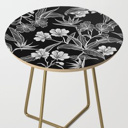 Black and White Floral Garden Side Table