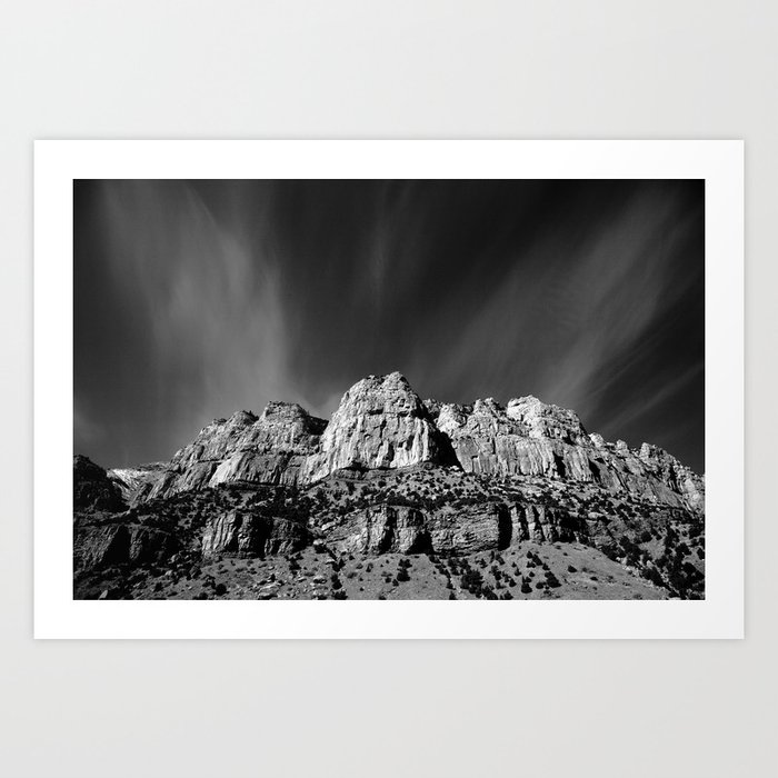 Mountain Peaks and Shimmering Sky 2009 BW Art Print