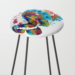 Big Bold Butterfly Art With Colorful Mandala Counter Stool