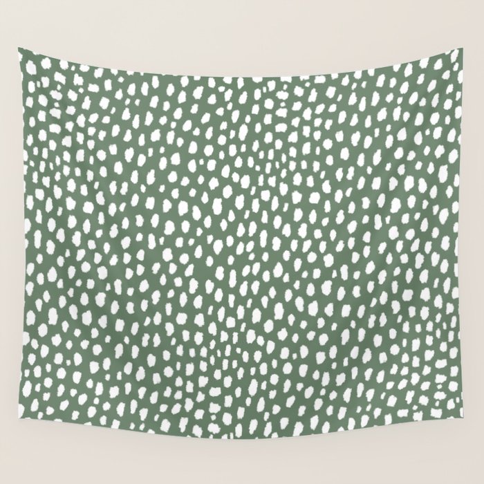 Sage Green Polka Dot Spots (white/sage green) Wall Tapestry by Design
