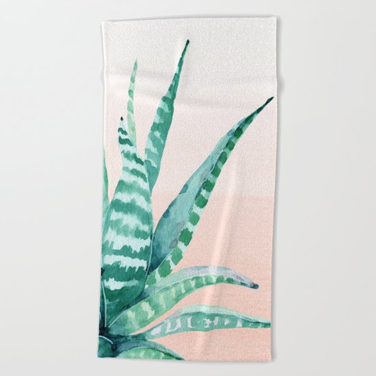 Desert Succulent Aloe Vera Beach Towel