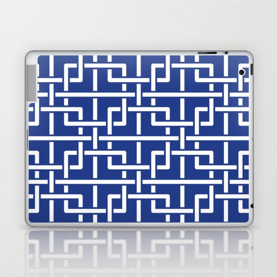 Tangled squares Chinoiserie in blue & white Laptop & iPad Skin