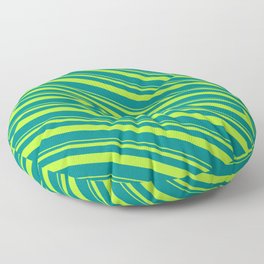 [ Thumbnail: Light Green and Teal Colored Striped Pattern Floor Pillow ]
