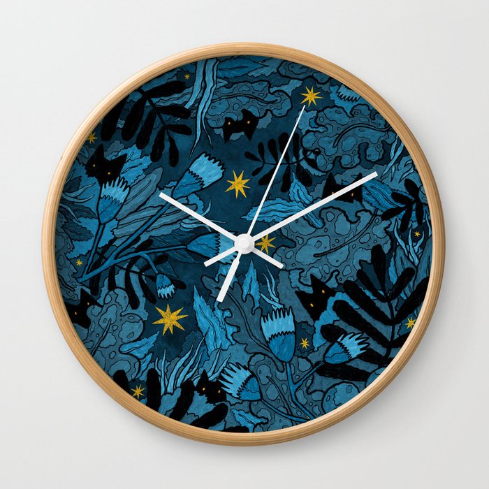 Night Cat Pattern Wall Clock