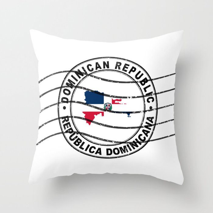 Map of Dominican Republic, Postal Passport Stamp, Travel Stamp Throw Pillow