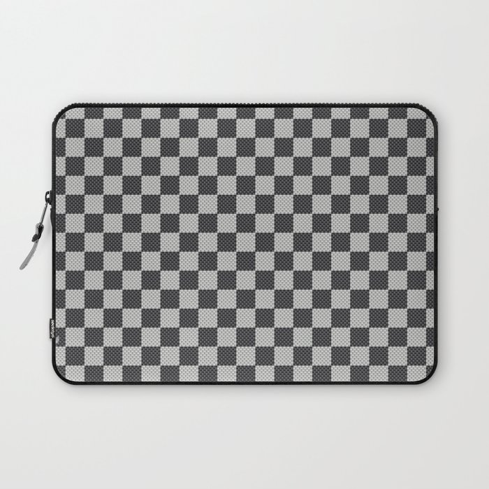 Black and White Checkerboard Carbon Fiber Pattern Laptop Sleeve