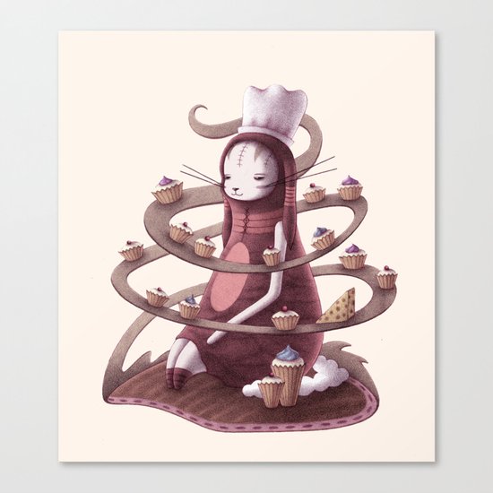 Bunny with Cupcakes and Cheese Canvas Print