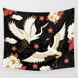 Japanese Cranes Wall Tapestry
