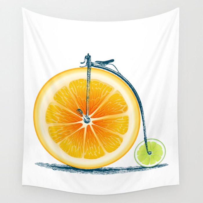 Orange Lime and an Old Bike Wall Tapestry