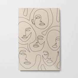 Faces In Beige Metal Print | Drawing, Girls, Portraits, Facesinbeige, Beauty, Abstract, Illustration, Head, Line, Faces 