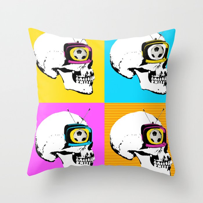 Football Mind - a round thing in the TV eye 4x Throw Pillow