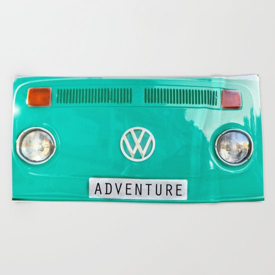 Adventure wolkswagen. Summer dreams. Green Beach Towel