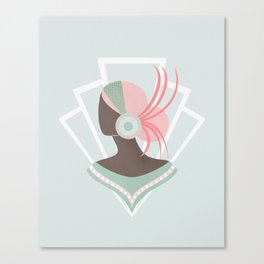 Art Deco lady with pink hair Canvas Print