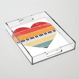 Piano Keyboard Pianist Music Teacher Retro Vintage Heart Acrylic Tray